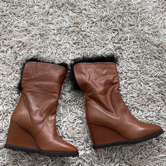 Taryn Rose Massima Fur Leather Boots Sz 8US❤️ - Picture 3 of 16